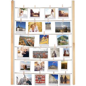 J JACKCUBE DESIGN Photo Wall Display Picture Collage Frame Board for Multi Photo Display Wall Decor with 35 Clips Rustic Wood - MK562B