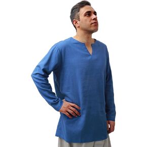 Medieval Linen Under Tunic for Men Long Sleeve Under Shirts Renaissance Cosplay Costume