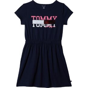 Tommy Hilfiger Girl's Short Sleeve Cotton T-shirt Dress With Fun Prints & Patterns