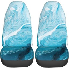 Abstract Blue Marble 2 Pcs Car Seat Covers Set Vehicle Front Seat Protector Auto Interior Accessories Protetors Car Mat Covers Universal fit Most Car SUV Van Truck