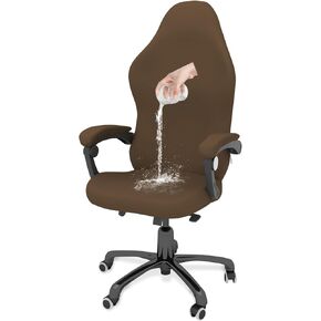 Gaming Chair Covers Slipcovers Office Desk Chair Cover Waterproof with Armrest Covers, Computer Chair Cover Stretch Ergonomic Rotating Armchair Covers Stretchable Seat Chair Cover Non Slip-Dark Gray