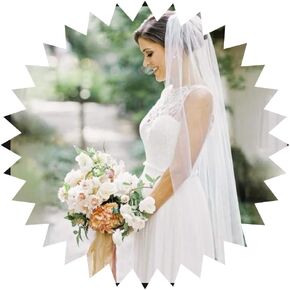 1 Tier Bride Wedding Veil Fingertip Bridal Soft Tulle Veil with Comb and Cut Edge