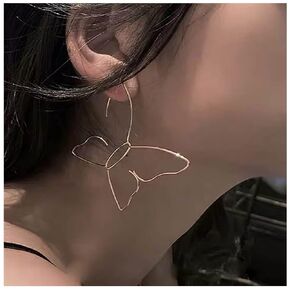 Bohemian Butterfly Stud Earrings Gold Hollow Butterfly Earrings Large Butterfly Hoop Earrings Punk Exaggerated Butterfly Shape Earrings Jewelry for Women and Girls Gifts
