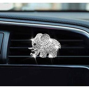 Car Air Fresheners Vent Clips Cute Bling Diamond Elephant Car Air Conditioning Outlet Clip Decorative Interior Accessories (Gold)