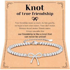 PINKDODO Silver Bows Bracelet, Best Friend Gift for Women Bridesmaid Proposal Gifts