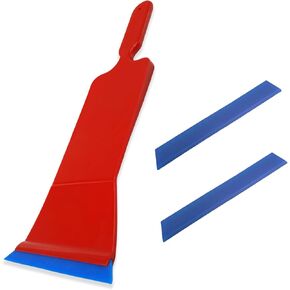 Window Tint Tools Professional New Type Long Handle Bulldozer Squeegee for Front & Back Rear Window Film Auto Flat Glass Tint Window Tint Squeegee with Bevel Blade Replaceable - Red
