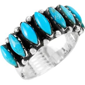 Turquoise Ring Sterling Silver 925 Genuine Gemstones Size 6 to 11