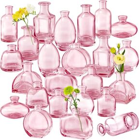 Bud Vases Set of 24, Glass Bud Vases in Bulk, Clear Bud Vases for Centerpieces, Small Glass Vases Flowers Vintage Vases for Rustic Wedding Home Decor Floral Arrangements Mini Glass Bud Vase