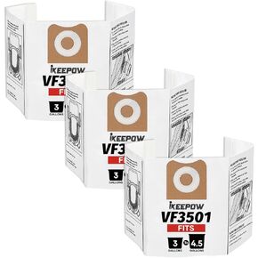 3 Pack VF3501 Shop Vac Bags, Compatible with Ridgid & Workshop Vacuum 3 to 4.5 Gallon, Wet Dry Vac Bag for Rigid Filter, Replacement Dust Bags, Part # VF3501 / WS32045F9