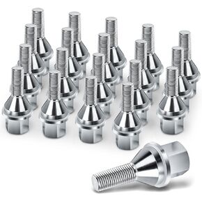 611-005 20pcs M12*1.25 Chrome Wheel Lug Bolts,25mm Thread Length 19mm Hex 2.4 inch Length for 14-23 Jeep Cherokee, 18-23 Compass, 15-23 Renegade, 15-17 Chrysler 200, 13-16 Dodge Dart 6511051AA
