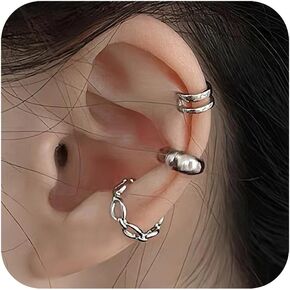 Gold Ear Cuffs for Women Chunky Ear Cuff Non Piercing Clip On Earrings Trendy Teardrop Ear Cartilage Upper Non Piercing Helix Wrap Adjustable Ear Cuffs