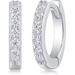 Small Petite Huggie Moissanite Diamond Hoop Earrings for Women Men Trendy S925 Sterling Silver 18k White Gold Plated Nickel Free Hoop Earring Cartilage Earring for Sensitive Ears