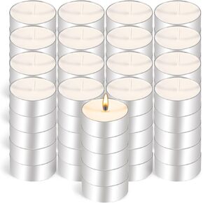 Tea Lights Candles Unscented 100 Pack Smokeless Dripless with 4 Hour, Small Votive Candle for Home, Pool, Shabbat, Weddings & Emergencies