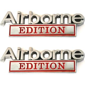 2Pcs Airborne Edition Emblems Car Badge, 3D Metal Material 3M Airborne Division Sticker Decal Replacement for Cars, Trucks, Motorcycles, Boats & Laptops (Black White)