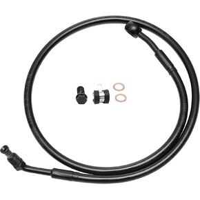 2018-up Softail 14" Ape Hanger Front Brake Line Kit أسود الفينيل الفولاذ المقاوم للصدأ مضفر تمديد كابل الفرامل لنماذج 2018-up Harley Softail مع ABS
