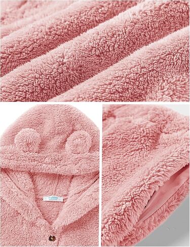 Arshiner Girls 2 Piece Outfits Sweatsuit Fuzzy Long Sleeve Bear Ear Hoodie Sweatshirt and Sweatpant Kids Clothing Sets in Saudi Arabia