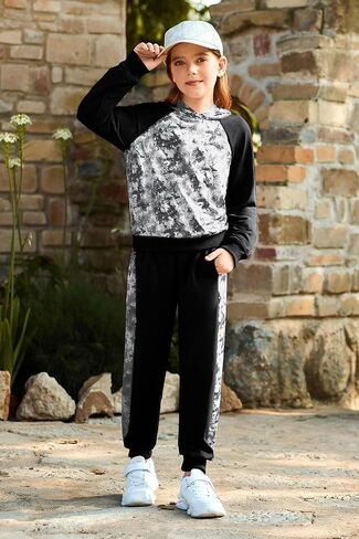 GRACE KARIN Girls 2 Piece Pant Sets Long Sleeve Sweatshirt Hoodie and Sweatpants Outfits Size 5-14 Years in Saudi Arabia