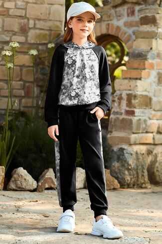 GRACE KARIN Girls 2 Piece Pant Sets Long Sleeve Sweatshirt Hoodie and Sweatpants Outfits Size 5-14 Years in Saudi Arabia