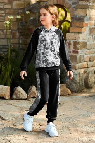 GRACE KARIN Girls 2 Piece Pant Sets Long Sleeve Sweatshirt Hoodie and Sweatpants Outfits Size 5-14 Years in Saudi Arabia