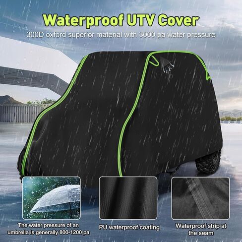 QUNSUNUS UTV Cover 2-3 Seater Compatible with Polaris RZR Cover/Can-Am Defender Cover/Yamaha YXZ Cover All-Weather Protection Heavy Duty Cover 130" x 64" x 72" in Saudi Arabia