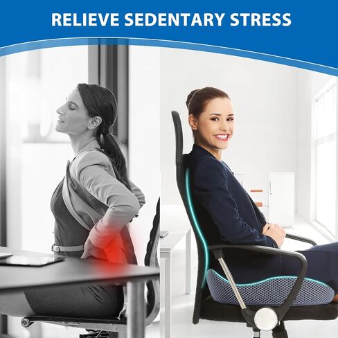 Seat Cushion for Office Chair - Office Chair Cushion Improves Posture -Memory Foam Seat Cushion for Back Sciatica&Tailbone Pain Relief-Coccyx Seat Cushion for Desk Chair,Car Seat,Wheelchair in Saudi Arabia