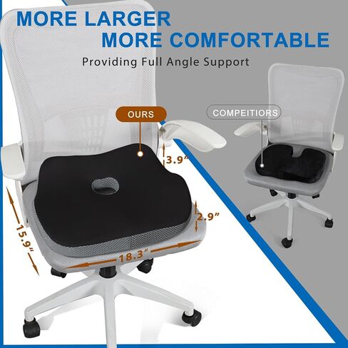 Seat Cushion for Office Chair - Office Chair Cushion Improves Posture -Memory Foam Seat Cushion for Back Sciatica&Tailbone Pain Relief-Coccyx Seat Cushion for Desk Chair,Car Seat,Wheelchair in Saudi Arabia