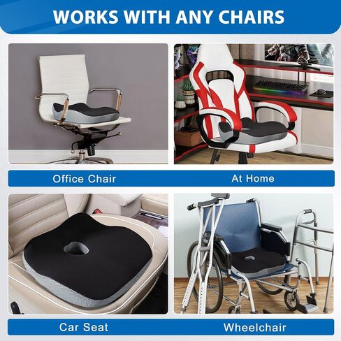 Seat Cushion for Office Chair - Office Chair Cushion Improves Posture -Memory Foam Seat Cushion for Back Sciatica&Tailbone Pain Relief-Coccyx Seat Cushion for Desk Chair,Car Seat,Wheelchair in Saudi Arabia