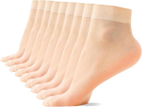 9 Pack Women's Ankle Socks, Sheer Pop Nylon Socks, Silky Breathable Hosier in Saudi Arabia
