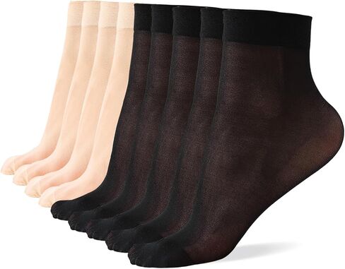9 Pack Women's Ankle Socks, Sheer Pop Nylon Socks, Silky Breathable Hosier in Saudi Arabia