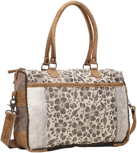 Myra Bag Simplistic Upcycled Canvas & Cowhide Messenger Bag S-1432 in Saudi Arabia