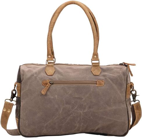 Myra Bag Simplistic Upcycled Canvas & Cowhide Messenger Bag S-1432 in Saudi Arabia
