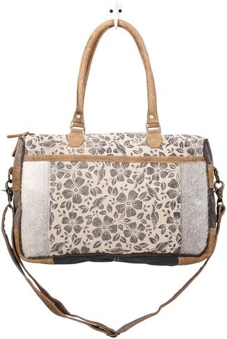 Myra Bag Simplistic Upcycled Canvas & Cowhide Messenger Bag S-1432 in Saudi Arabia