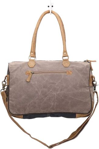 Myra Bag Simplistic Upcycled Canvas & Cowhide Messenger Bag S-1432 in Saudi Arabia