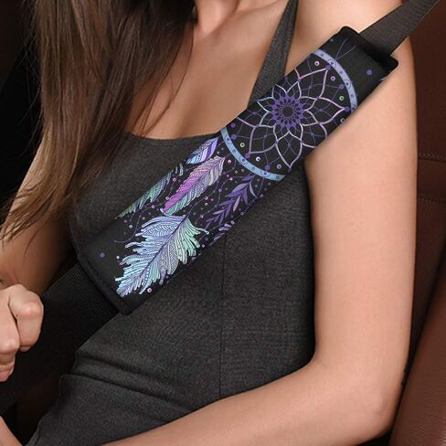 2 Pack Dream Catcher Sunflower Black Car Seat Belt Shoulder Pads Strap Covers Car Seat Belt Cushions in Saudi Arabia