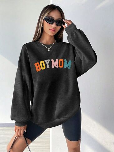 VILOVE المتضخم بوي أمي البلوز المرأة ماما البلوز أمي الحياة البلوز هدية للأم هوديي أمي وضع طاقم الرقبة البلوز in Kuwait