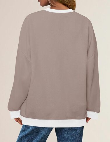 ZESICA Womens Crewneck Color Block Sweatshirts Oversized Long Sleeve Pullover Tunic Tops 2024 Fall Clothes Outfits in Saudi Arabia