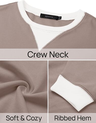ZESICA Womens Crewneck Color Block Sweatshirts Oversized Long Sleeve Pullover Tunic Tops 2024 Fall Clothes Outfits in Saudi Arabia
