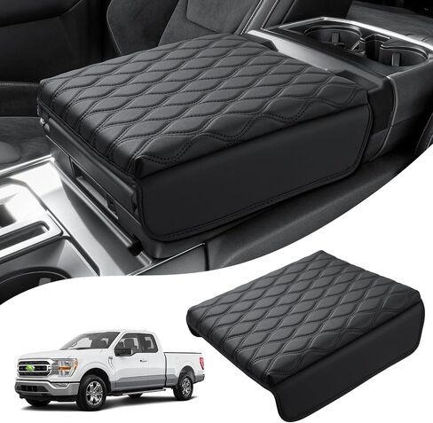 Autorder Center Console Cover for 2021 2022 2023 2024 2025 Ford F150 Accessories Armrest Cushion Cover Nappa Leather Middle Console Covers F150 Console Cushion Pad Anti-Scratch in Saudi Arabia