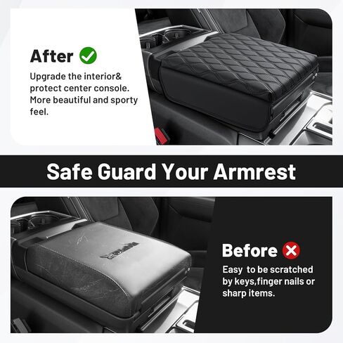 Autorder Center Console Cover for 2021 2022 2023 2024 2025 Ford F150 Accessories Armrest Cushion Cover Nappa Leather Middle Console Covers F150 Console Cushion Pad Anti-Scratch in Saudi Arabia