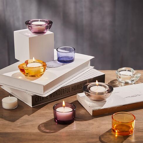 Grey Tealight Candle Holders - Set of 18, Round Glass Candle Holder, 2" Diameter - CH03 - Tea Grey in Saudi Arabia