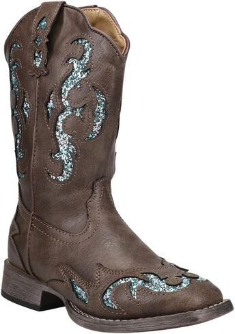 ROPER Kids Girls Glitter Gypsy Square Toe Casual Boots Mid Calf - Brown in Saudi Arabia