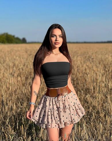 OQQ Womens 2 Piece Tube Tops Strapless Basic Sleeveless Stretch Classic-Fit Shirts Sexy Crop Tops in Saudi Arabia