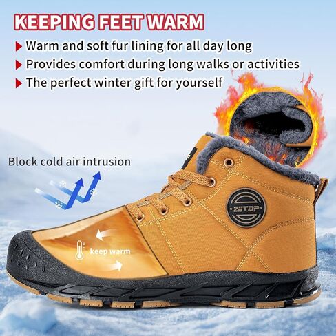 Mens Snow Boots, Mens Winter Boots, Mens Winter Trekking Snow Boots, Winter Boots for Men Waterproof Fur Lined Warm Winter Boots Men Lace up Snow Ankle Shoes Outdoor Anti-Slip Lightweight Hiking Boot in Saudi Arabia