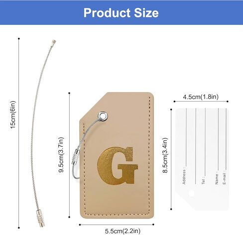 Mziart Luggage Tags for Suitcases, Initial Luggage Tag 2 Pack PU Leather Personalized Suitcase Tags Name ID Labels with Stainless Steel Loops Baggage Travel Bag Tags Cruise Essentials Gifts (Letter M) in Kuwait