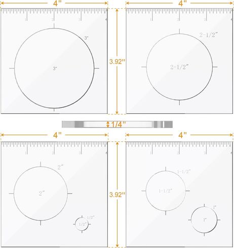 Pack of 4 Circle Inlay Template Set Router Templates for Woodworking,Router Jig Templates Decorative Templates in Saudi Arabia