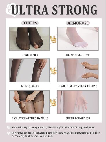 Indestructible Pantyhose T-Crotch Semi-Sheer Women's Tights Rip-Resistant High Waist With Reinforced Toes in Saudi Arabia