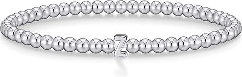 Wowshow Gold Bracelets for Women Strand Gold Beaded Bracelets Initial Bracelet with A-Z Letter Charm 18K Gold Plated Bead Ball Bracelet Gold Jewelry Gifts for Women Mother's Day Christmas in Saudi Arabia