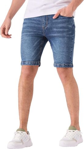Jean Shorts Men - Stretch Relaxed Fit Mens Denim Shorts - Casual Five Pockets Mens Jean Shorts for Summer Outdoor in Saudi Arabia
