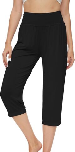 WiWi Viscose from Bamboo Women's Capri Pajama Pants Lounge Casual Bottoms Cute Capris S-XXL in Saudi Arabia