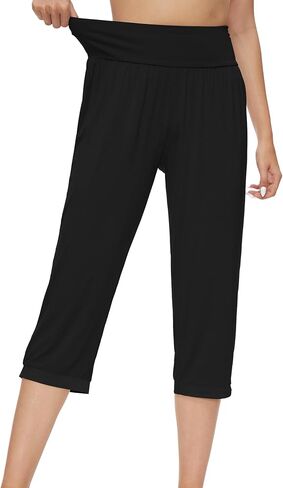 WiWi Viscose from Bamboo Women's Capri Pajama Pants Lounge Casual Bottoms Cute Capris S-XXL in Saudi Arabia